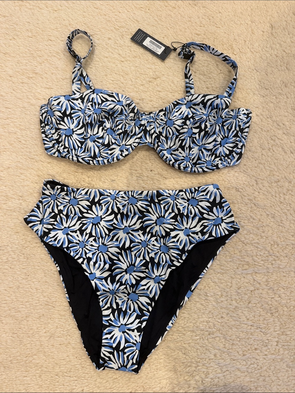 Cuup Women's Floral Underwire Bikini Set - Blue/Black